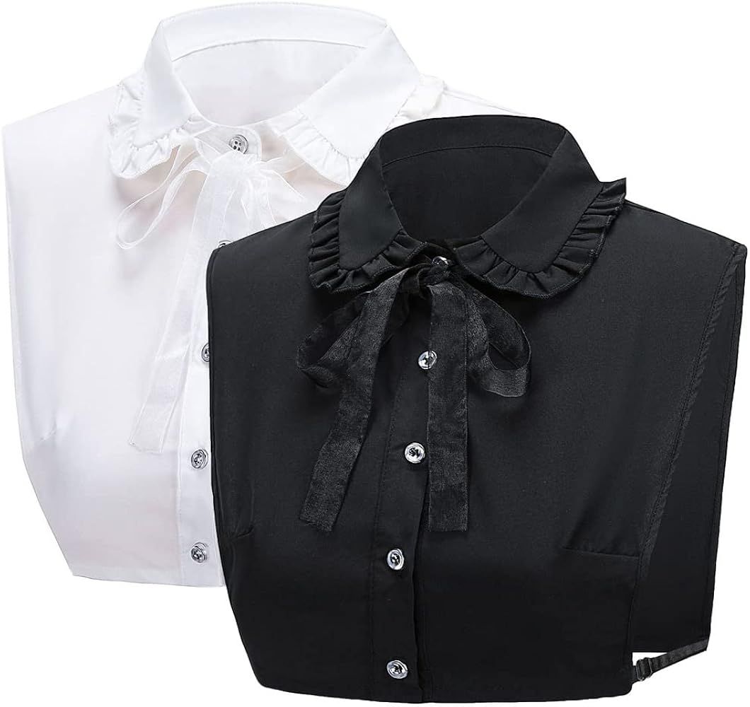 LoudSung Fake Collar Detachable Half Shirt Blouse False Collar Floral Lacing Top Elegant Lovely Desi | Amazon (US)