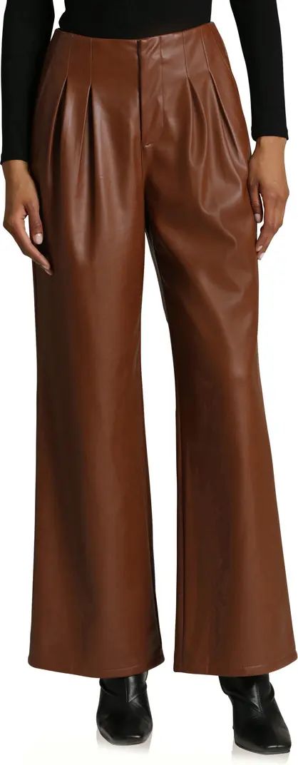 Avec Les Filles Wide Leg Faux-Ever Leather™ Pleated Pants | Nordstrom | Nordstrom