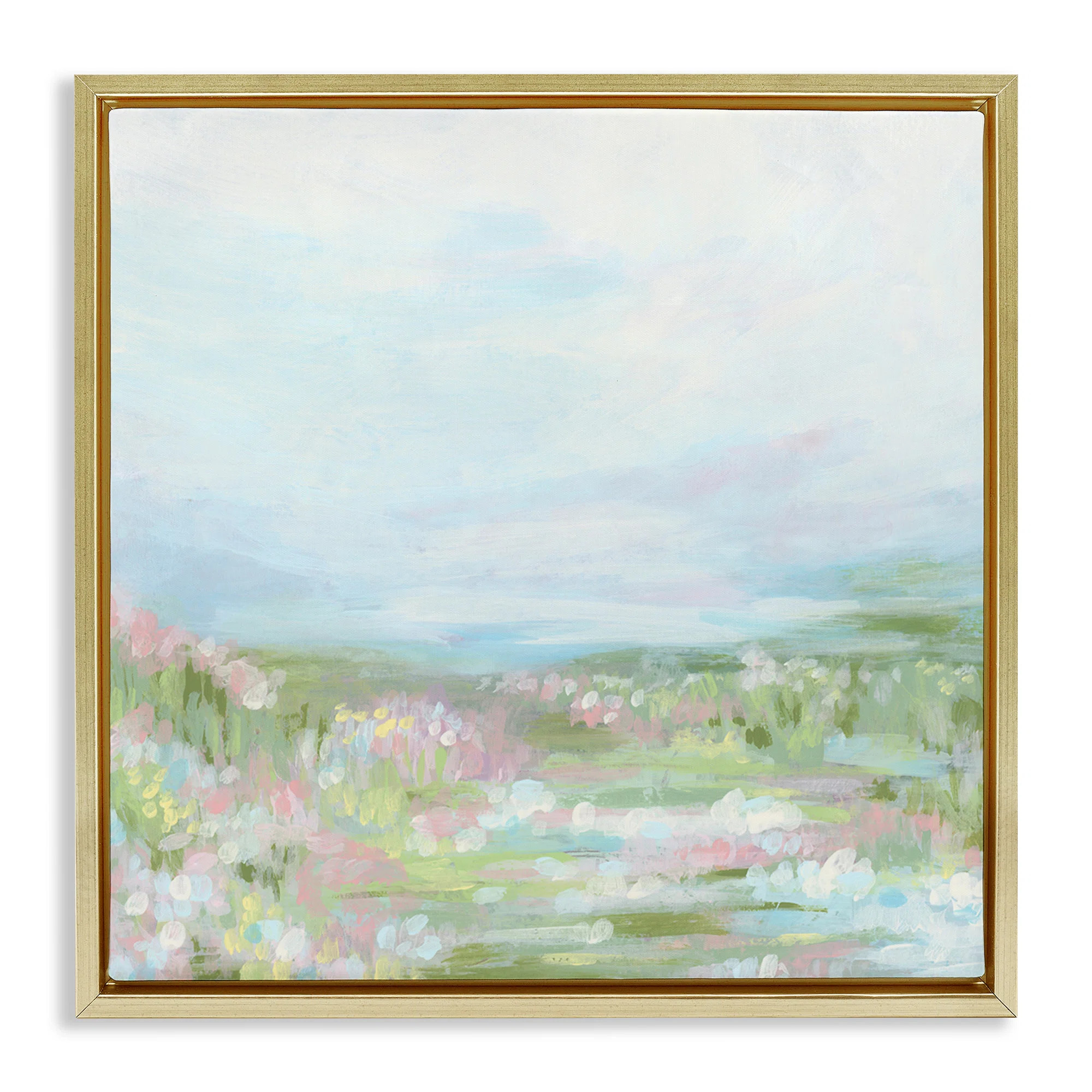 Pastel Flower Field Framed Floater Canvas Wall Art by June Erica Vess | Wayfair North America