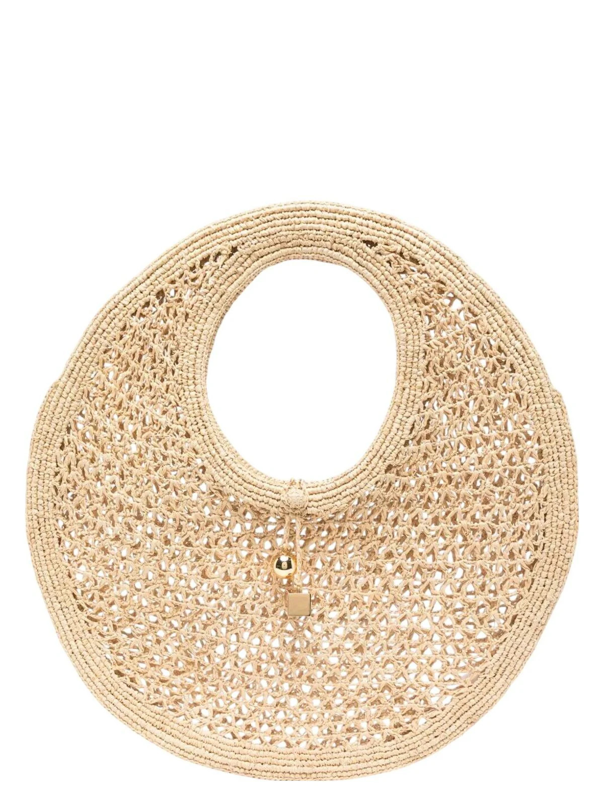 Jacquemus Women's Le Rond Raffia Handbag in Nude & Neutrals | Size UNICA | 243BA3873219 Color 142 | LOZURI