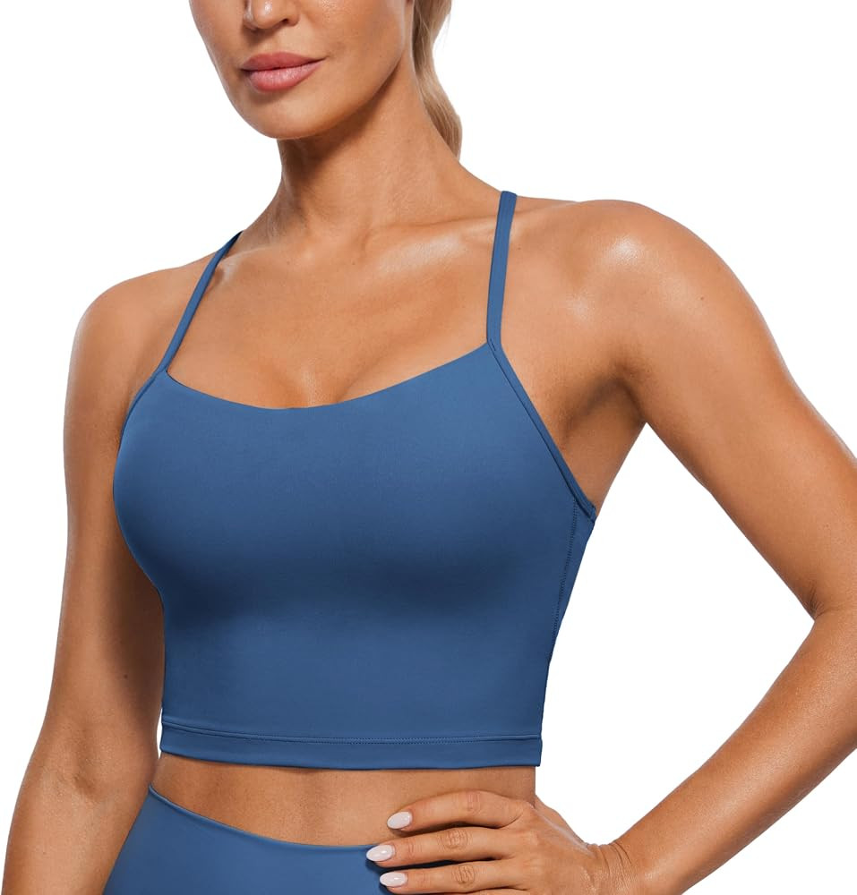 CRZ YOGA Womens Butterluxe Y Back Longline Sports Bras - Spaghetti Straps Racerback Padded Yoga B... | Amazon (US)