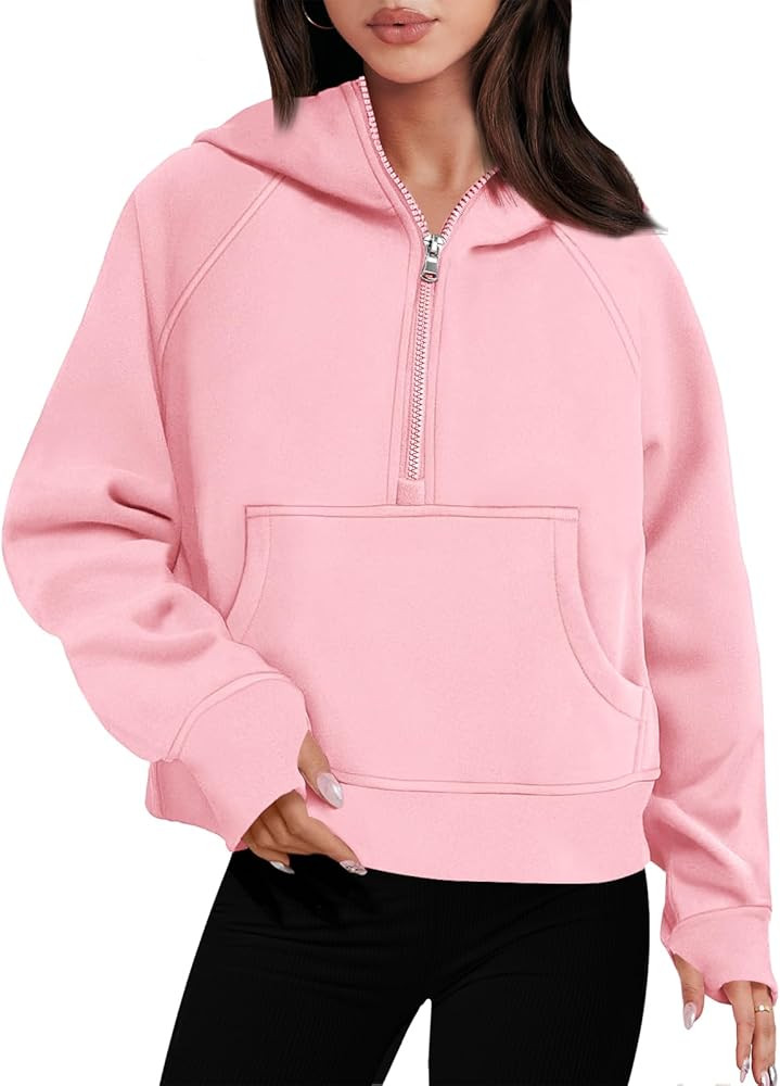 ANRABESS Women Half Zip Cropped Hoodies Fleece Quarter Zip Up Pullover Sweatshirts Winter Clothes... | Amazon (US)