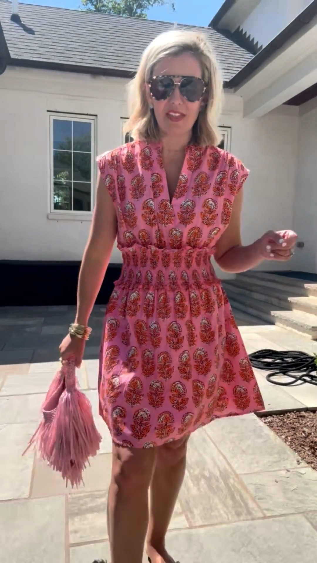 This dress is soooo adorable! Pink & orange is always a favorite of mine. I’m in size small dress. Grab my bag and bling sandals on sale! I normally wear a size 8 in sandals, but I did ￼did size down to a 7.

*Use my code CATHERINE20 for 20% off Orders of $100+ at Anthropologie

 *Use my code Catherine20 on A+B
 *Use code Mixandmatchmadness on Loopy

#LTKSeasonal #LTKmomlife #LTKdayinmylife