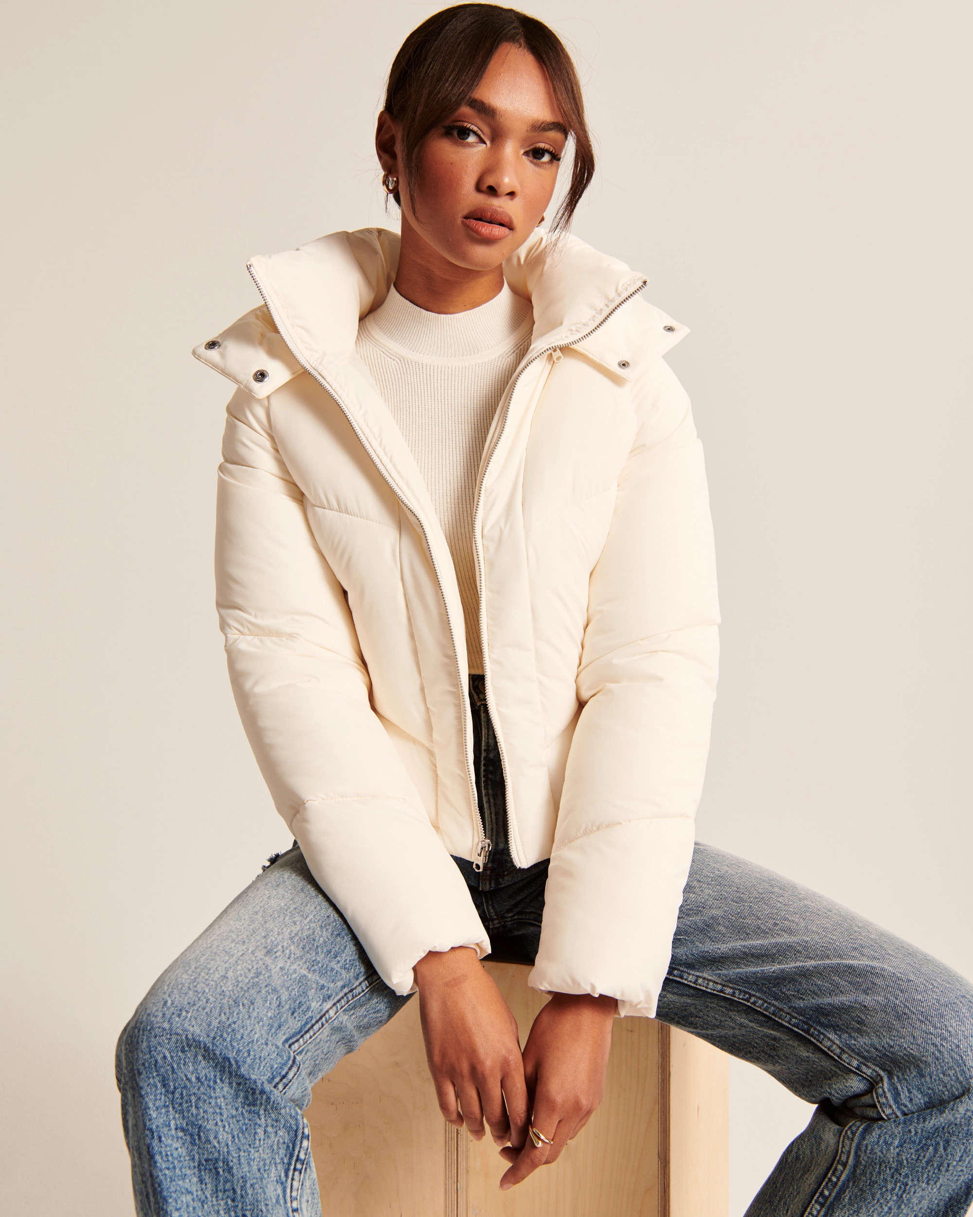 Hooded Mini Puffer Coat | Abercrombie & Fitch (US)