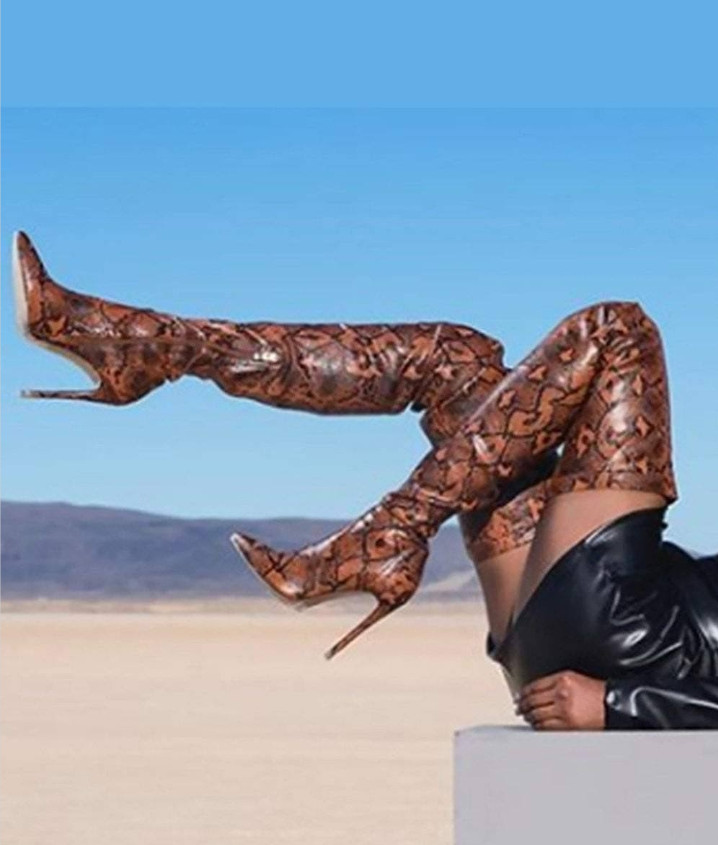 Custom Made Snakeskin Thigh High Boots | FSJshoes.com