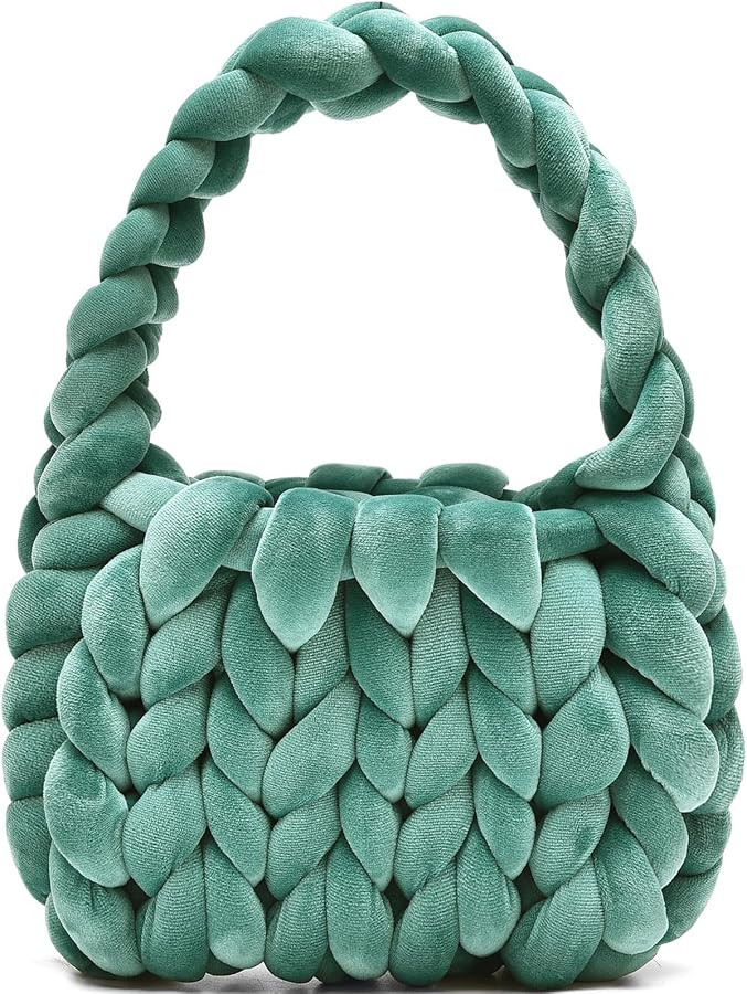 Handwoven Tote Bags for Women Chunky Yarn Knit Shoulder Bag Handmade Braided Purse | Amazon (US)