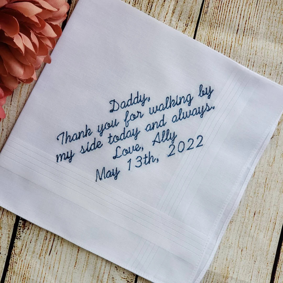 Embroidered Wedding Handkerchief for Father, Wedding Handkerchief for Dad, Wedding Gift to Dad, P... | Etsy (US)