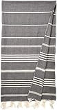 Cacala Hand Loomed Turkish Towel Pestemal Soft Cotton Black, 22" x 35" (Multi-PES-Sultan-Black) | Amazon (US)