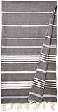 Cacala Hand Loomed Turkish Towel Pestemal Soft Cotton Black, 22" x 35" (Multi-PES-Sultan-Black) | Amazon (US)