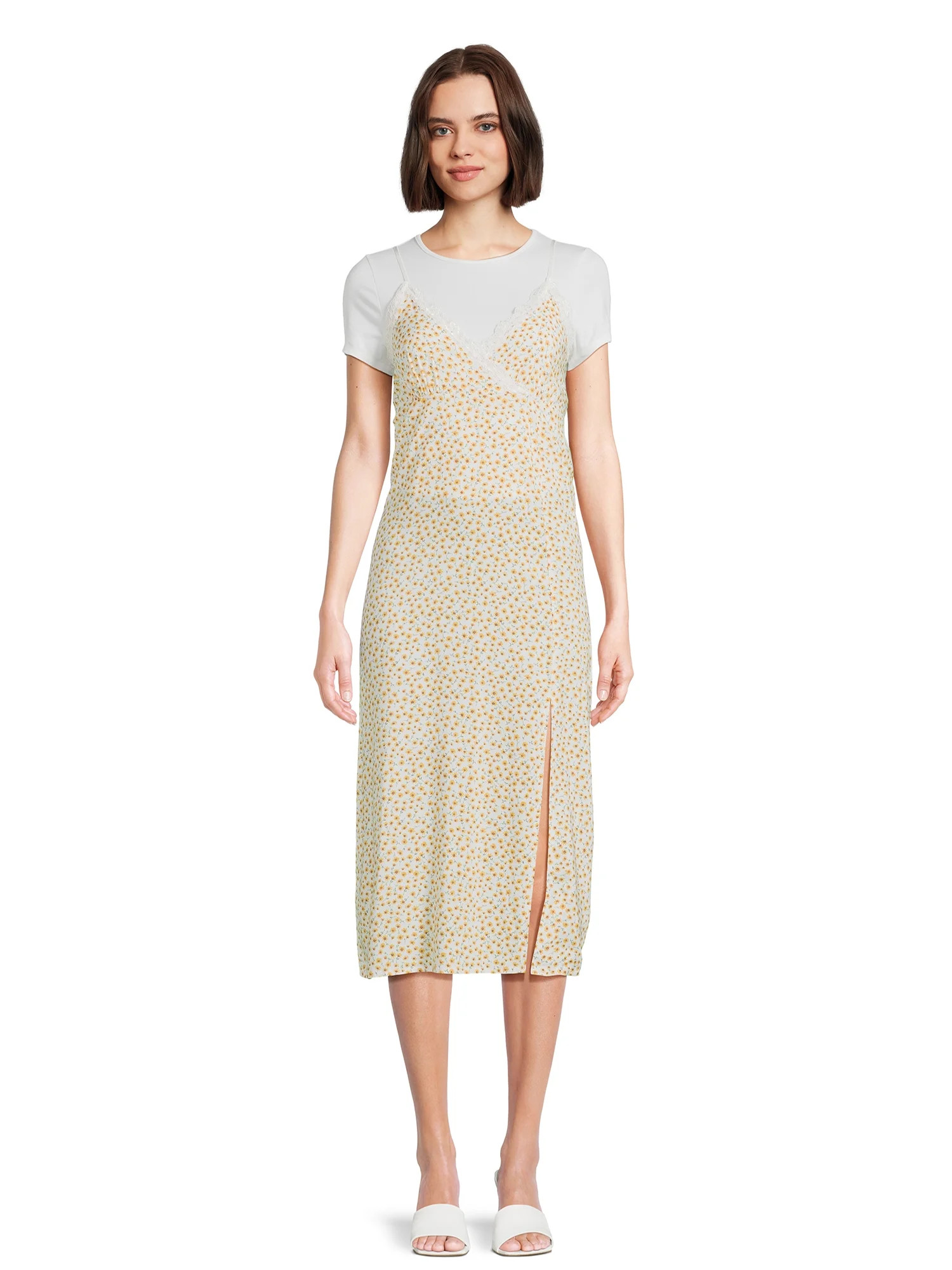 No Boundaries Juniors Woven Midi Dress | Walmart (US)