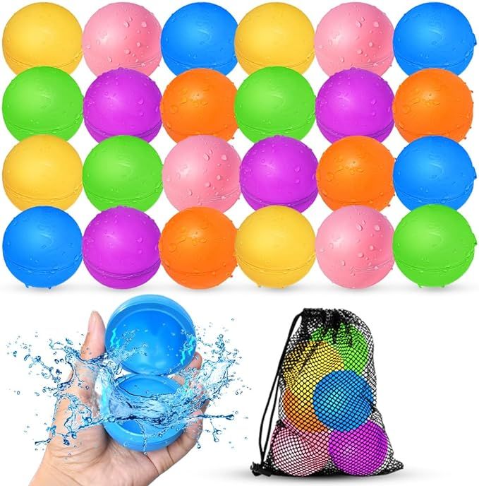 SOPPYCID 24Pcs Reusable Water Balloons, Summer Water Toys, Magnetic Water Ball for Outdoor Games,... | Amazon (US)