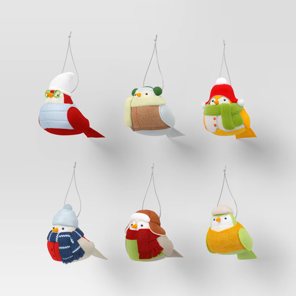 6pc Featherly Friends™ Fabric Bird Christmas Tree Ornament Set - Wondershop™ | Target