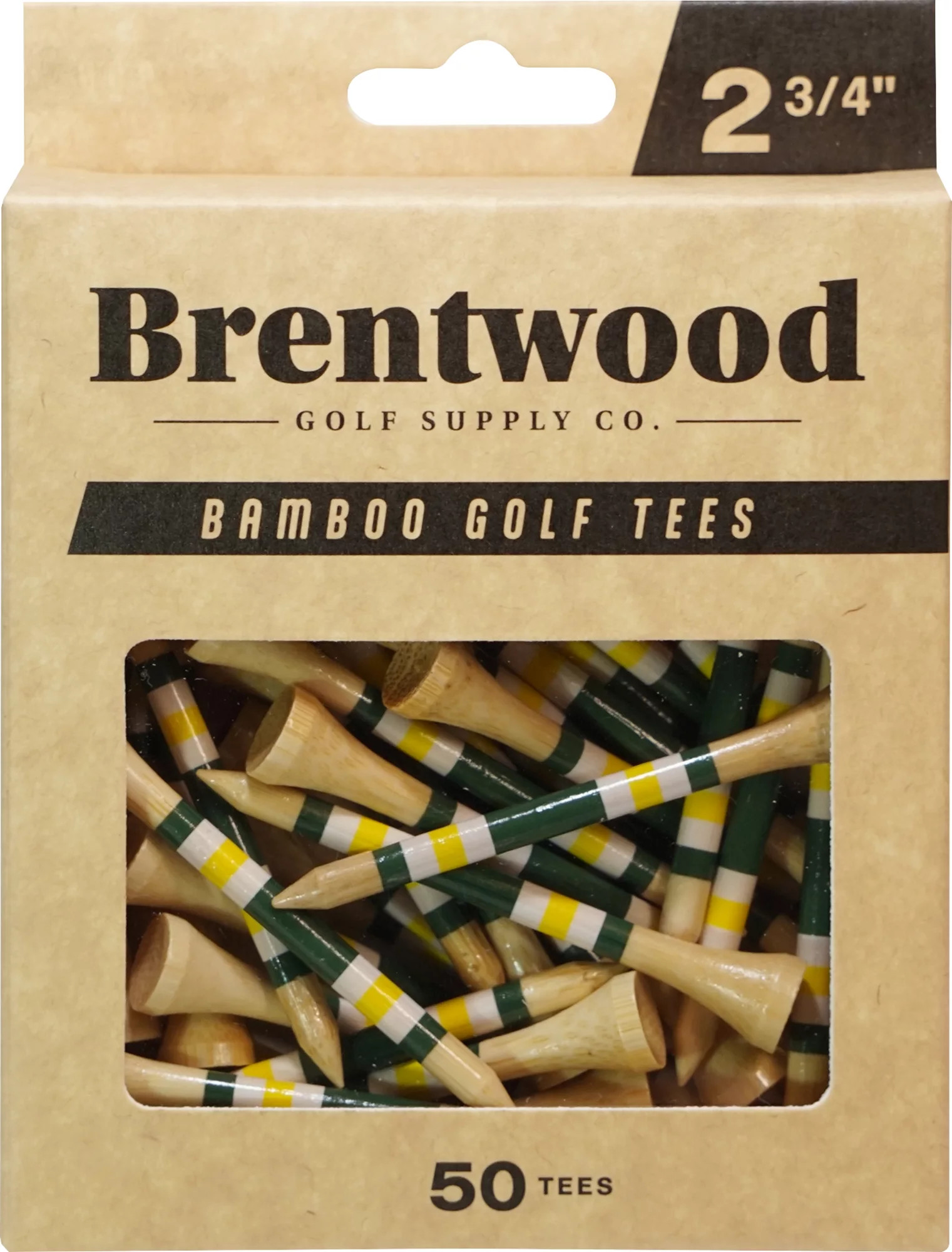 Brentwood Golf Supply 2.75"" Bamboo Golf Tees - 50 Pack, Men's, White/Yellow/Green | Dick's Sporting Goods