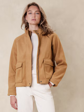 Brushed Melton Short Jacket | Banana Republic Factory