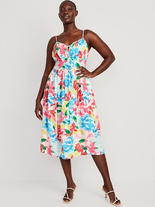 Fit & Flare Floral Smocked Midi Cami Dress for Women | Old Navy (US)