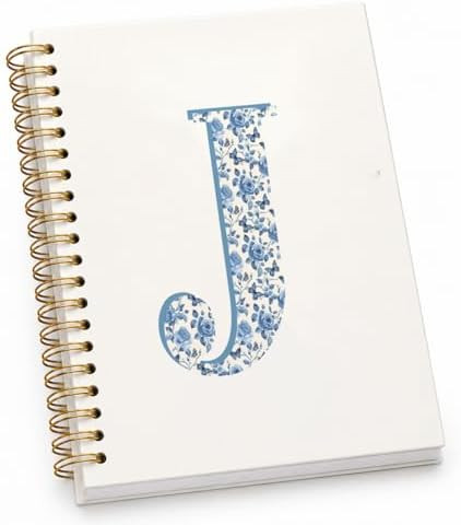 Blue Cute Initial Notebook Journal Diary Libretas Escolares J, Preppy Cute Aesthetic Personalized... | Amazon (US)
