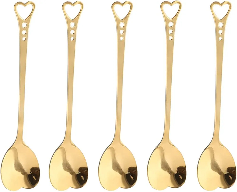 Juego de 10 cucharas de postre de acero inoxidable en forma de corazón para el hogar, restaurant... | Amazon (US)