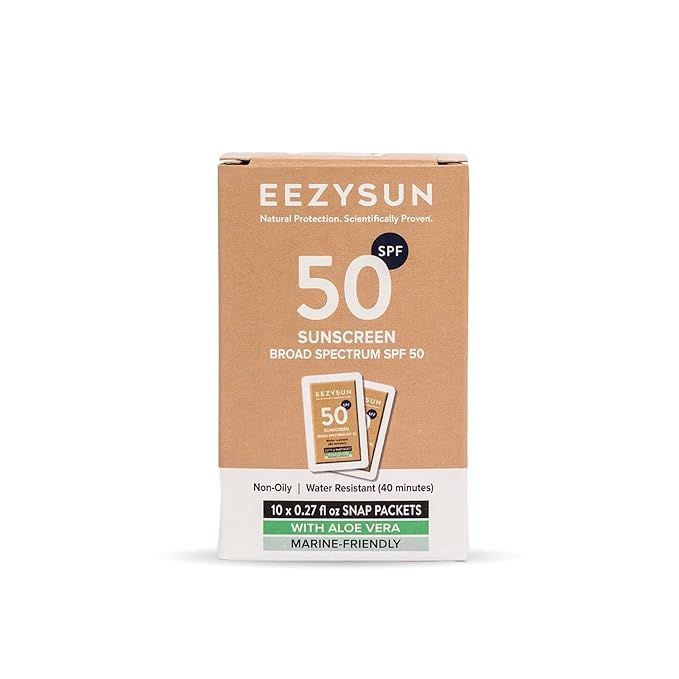 EEZYSUN Sunscreen SPF 50 - Travel Size Sunscreen Snap Packets - Mineral Sunscreen for Face & Body... | Amazon (US)