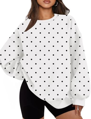 calbatic Women Polka Dot Sweatshirt Oversized Graphic Crewneck Long Sleeve Fleece Pullover Y2K Ca... | Amazon (US)