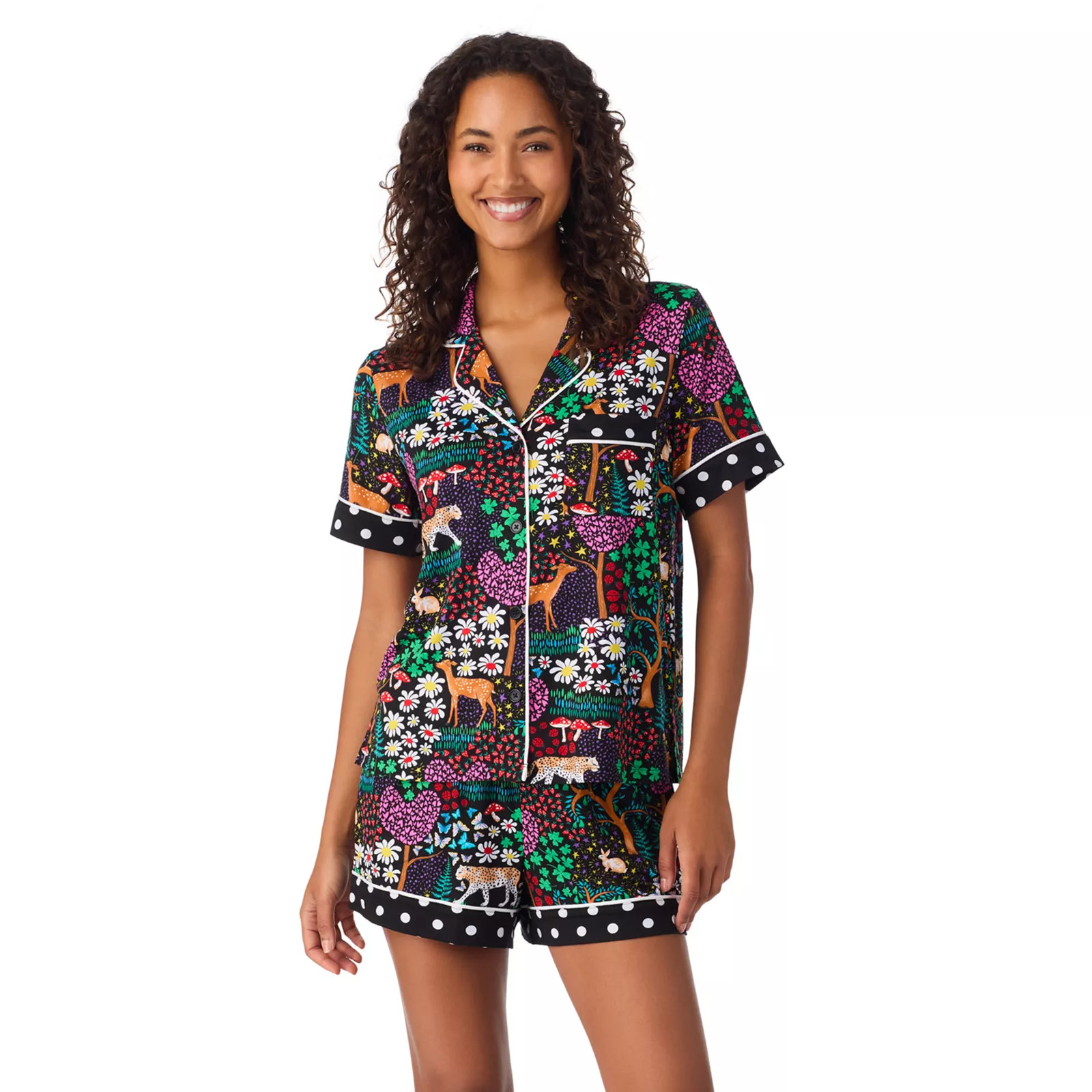 Women's Beauty Sleep Social 2-Piece Notch Pajama Top & Pajama Shorts Set | Kohl's