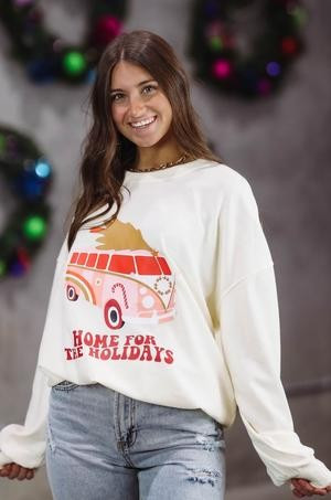 Home For the Holidays Corded Pullover - Cream | Hazel and Olive