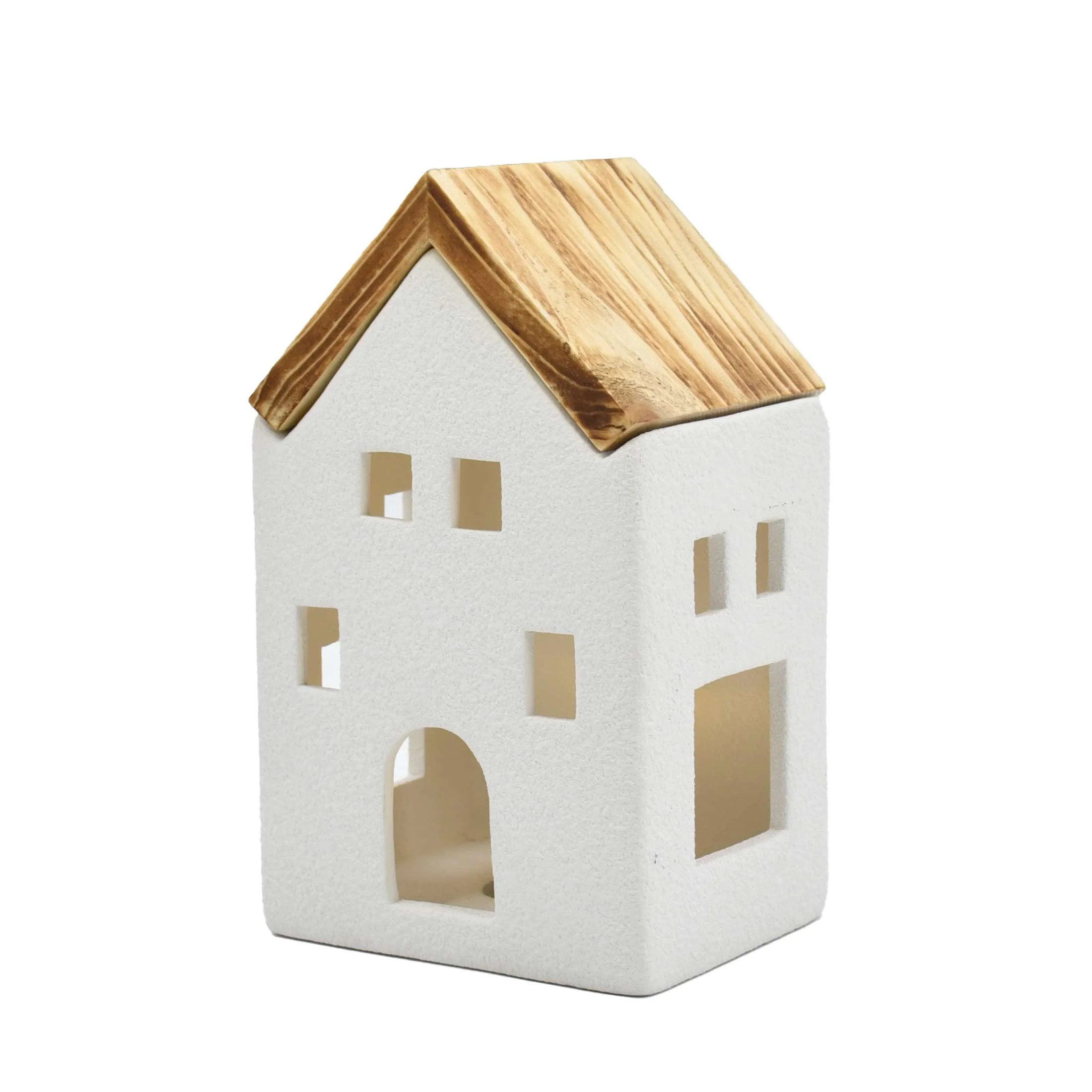 Holiday Time Transitional Traditional 1 Piece Small Light Up White Ceramic House 7.5” | Walmart (US)