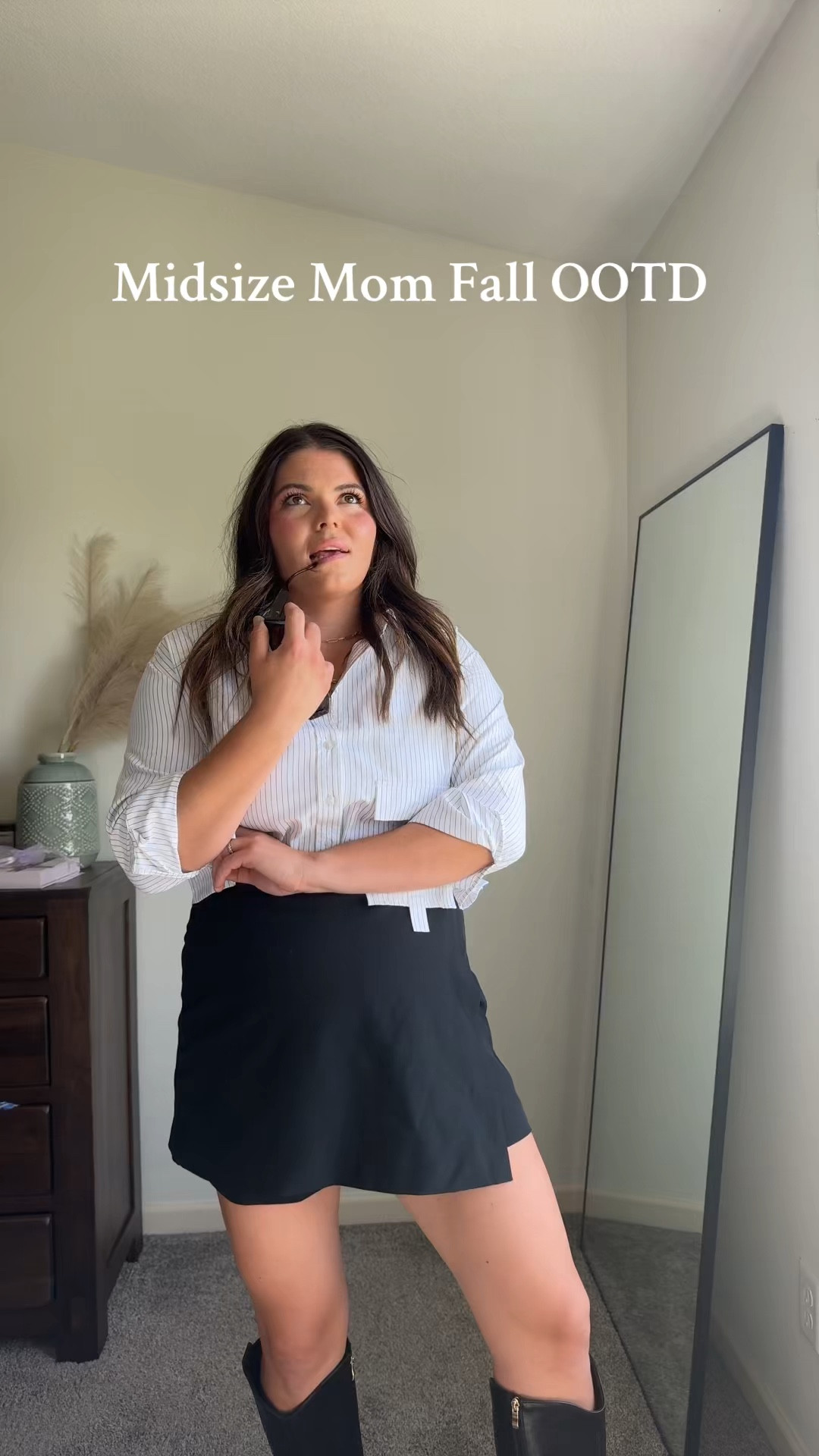 Midsize Mom fall outfit - skort size xl , button up shirt under $20 size XL and boots are from Amazon! 

Mom outfit, midsize outfit, Amazon fall outfit, cowboy boots, skort 

#LTKMidsize #LTKStyleTip #LTKFindsUnder50