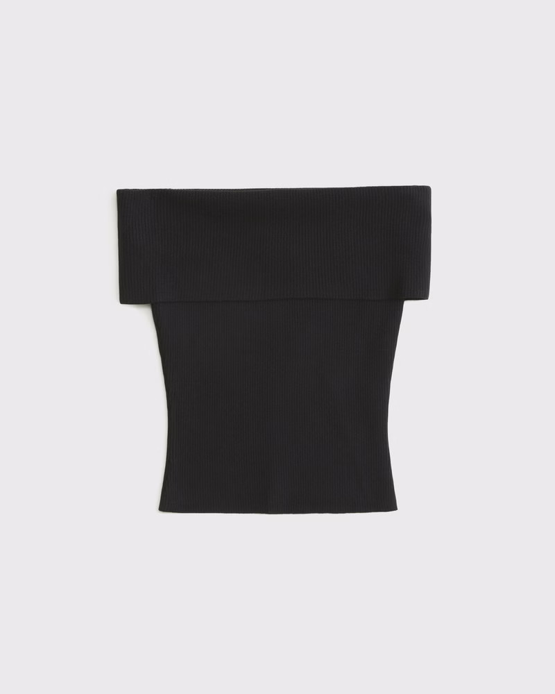 Abercrombie & Fitch Women's Foldover Off-The-Shoulder Sweater Top in Black - Size M | Abercrombie & Fitch (US)