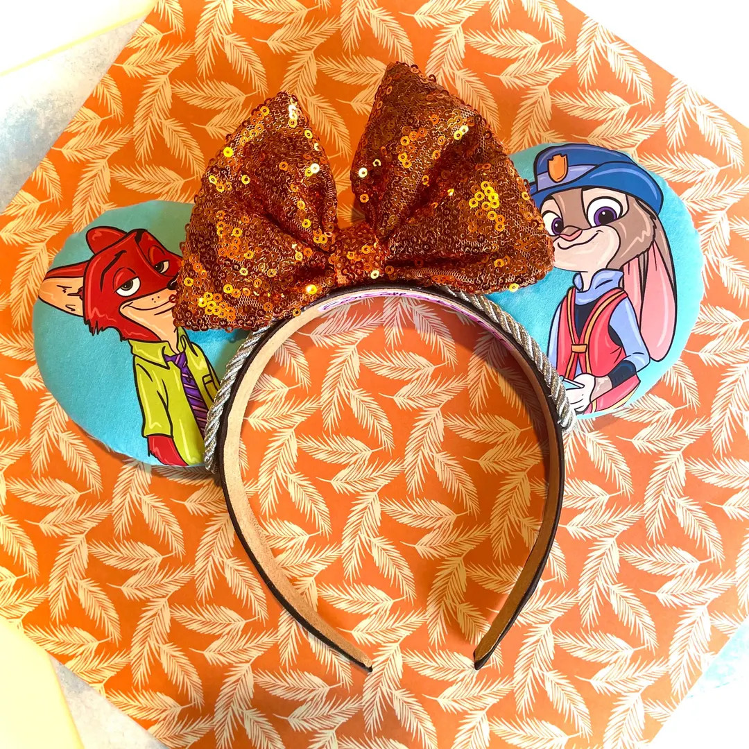 Hand made Zootopia Nick Wyld and Judy Hopps mouse ear headband | Etsy (US)