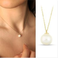 14K Gold Pearl Necklace, Floating Drop Gift For Her | Etsy (US)