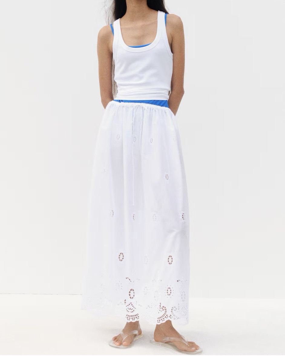 White eyelet midi skirt

#LTKSeasonal