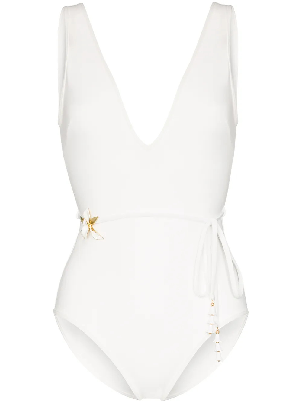 Kirra belted floral-embellished swimsuit | Farfetch (US)