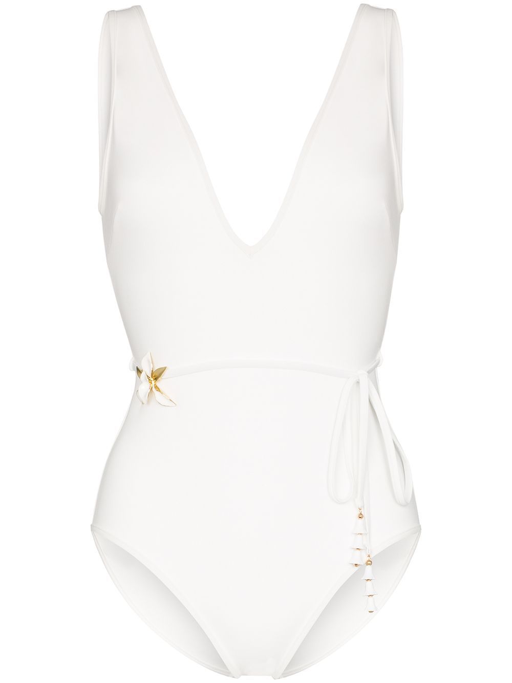 Kirra belted floral-embellished swimsuit | Farfetch (US)