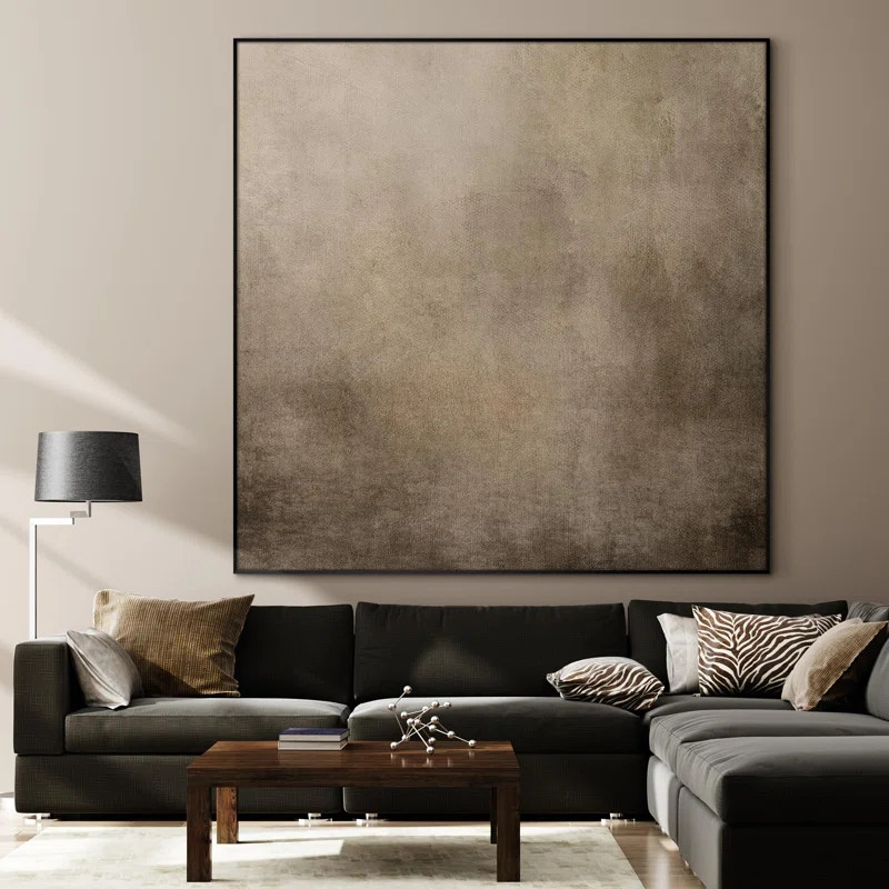Minimalist Rustic Beige and Taupe Design Illustrations Extra Large Framed Wall Art Print Decor | Wayfair North America