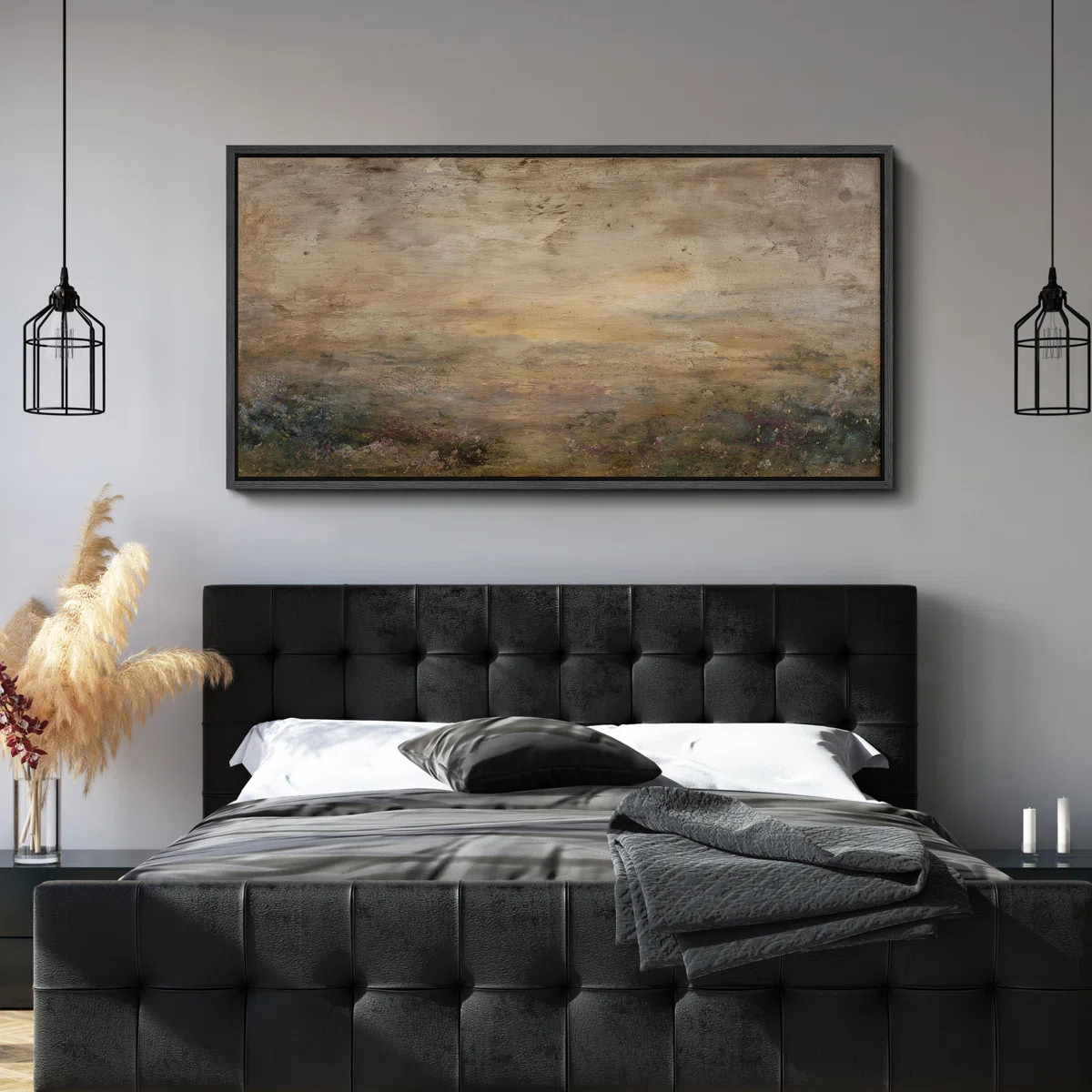 Horizon Atmospheric Landscape with Earthy Tones - Large Framed Canvas Master Bedroom Wall Art Pri... | Wayfair North America