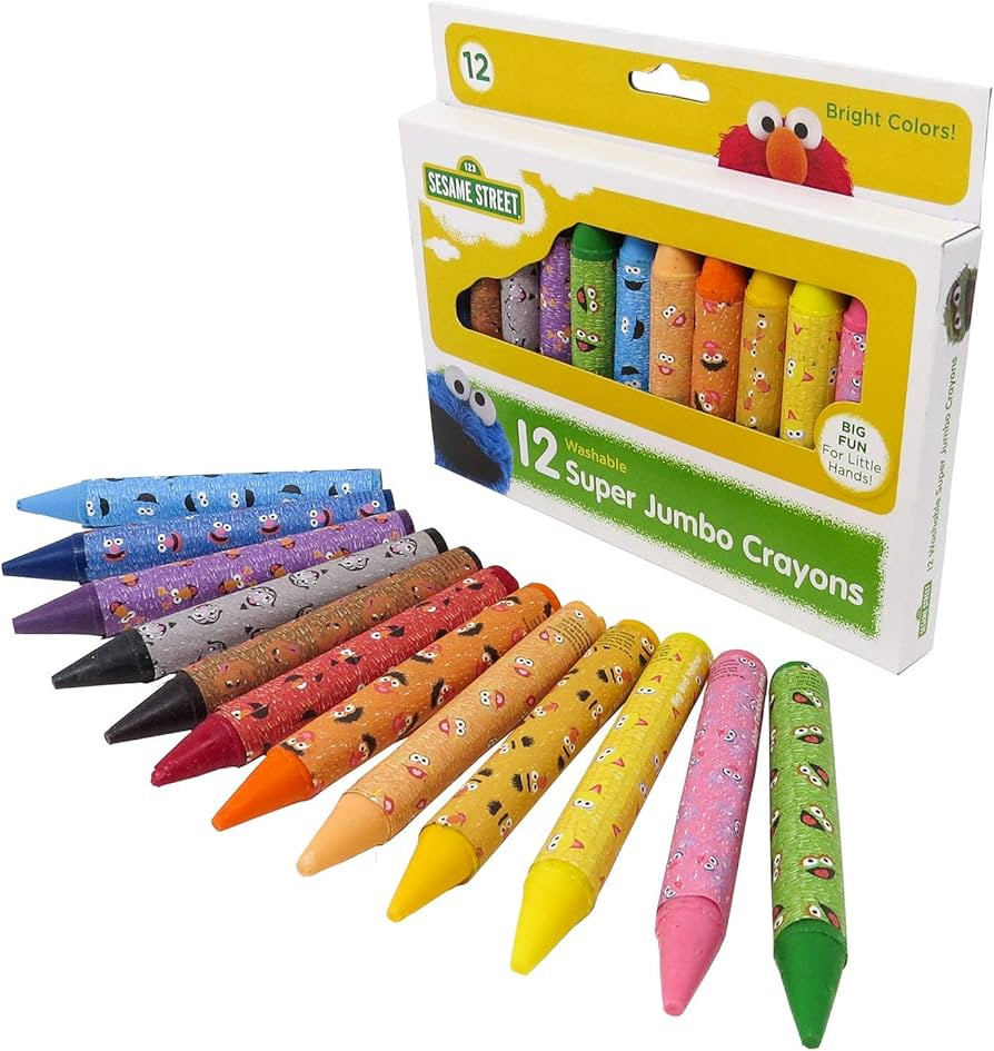 Sesame Street 12 Count Washable Jumbo Crayons | For Toddlers and Kids | Assorted Colors and Non T... | Amazon (US)