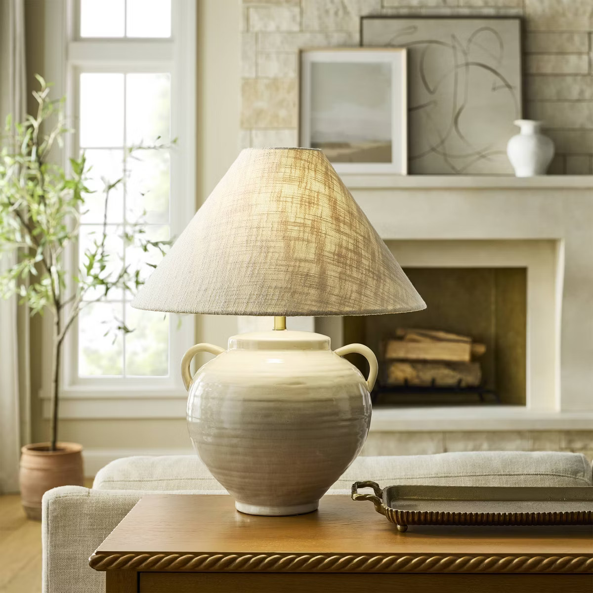 Ceramic Table Lamp with Handles Cream - Threshold™ designed with Studio McGee | Target