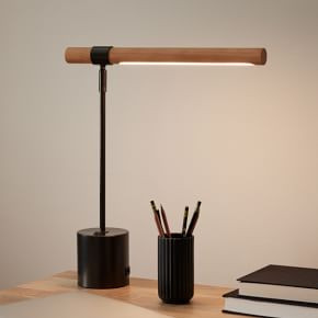 Linear Wood LED USB Table Lamp (18") | West Elm (US)