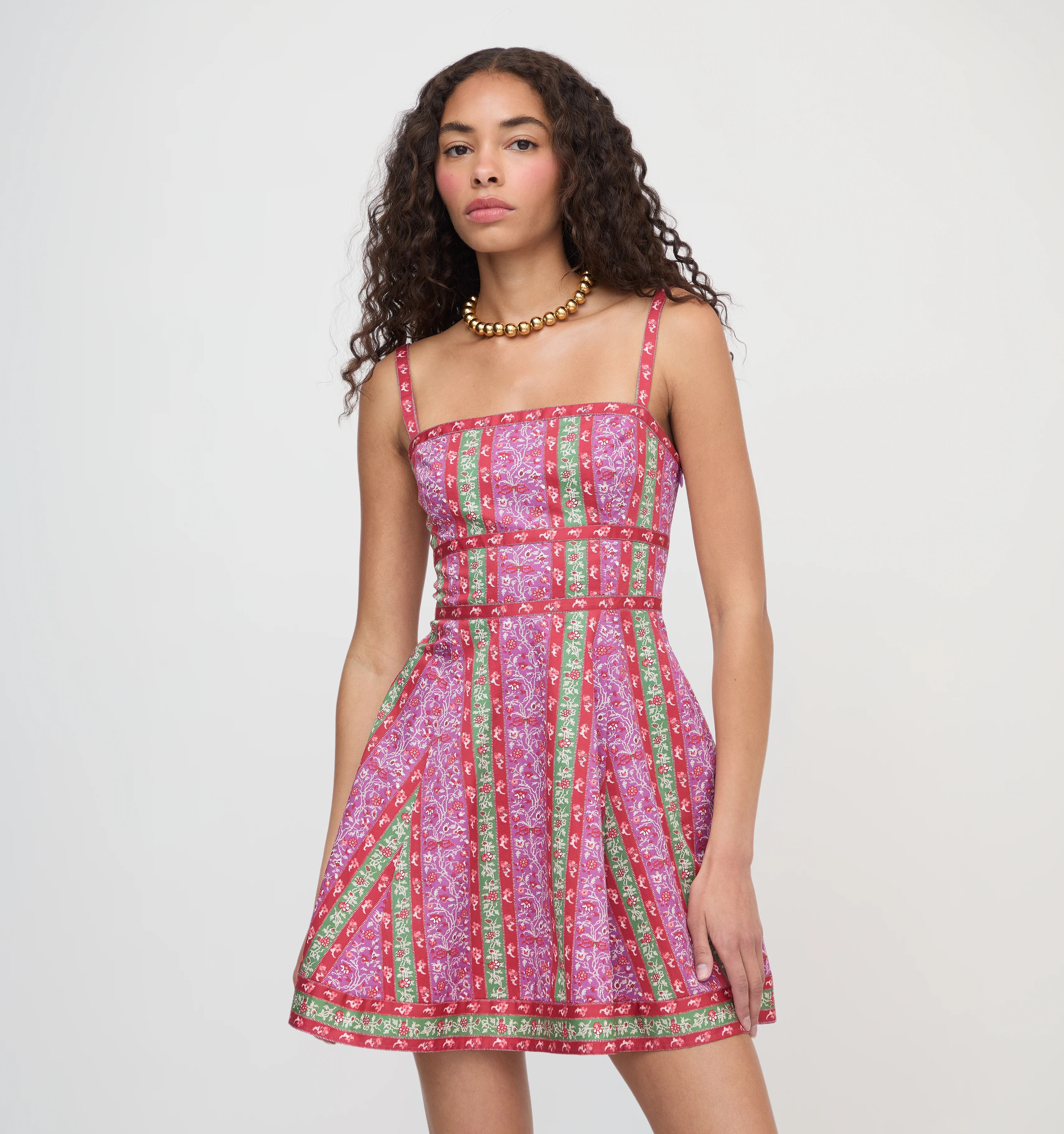 The Margot Mini Dress - Sunset Etched Floral Stripe | Hill House Home US