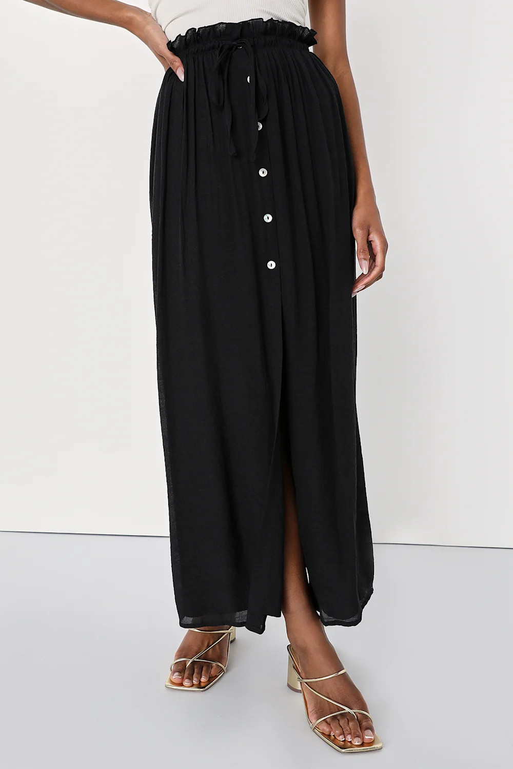 Simple Inspiration Black Button-Front Maxi Skirt | Lulus (US)