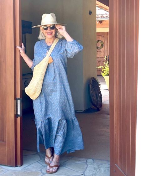 Casual comfy fully lined Copa Dress from  Sunshine  Tienda with Their Palm hat, and lightweight silver hoop earrings

#strawbag #strawhat #maxidress

#LTKFestival #LTKStyleTip #LTKSeasonal