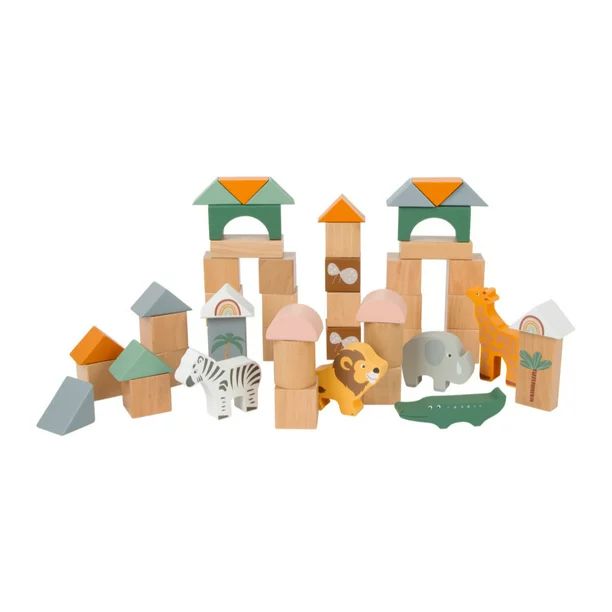 Small Foot Toys - Safari Animal Theme Building Block Playset - Walmart.com | Walmart (US)