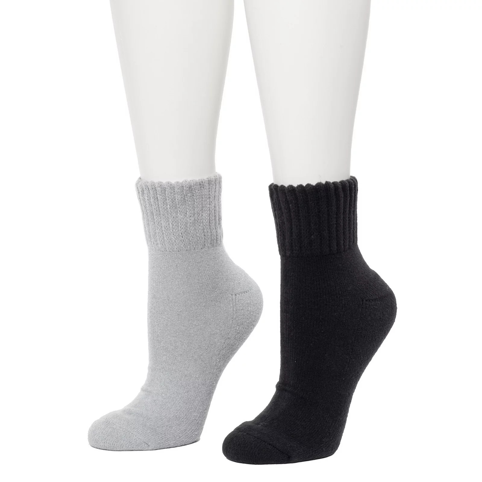 Women's FLX 2-Pack Relaxed Ribbed Welt Ankle Socks, Size: 9-11, Black | Kohl's