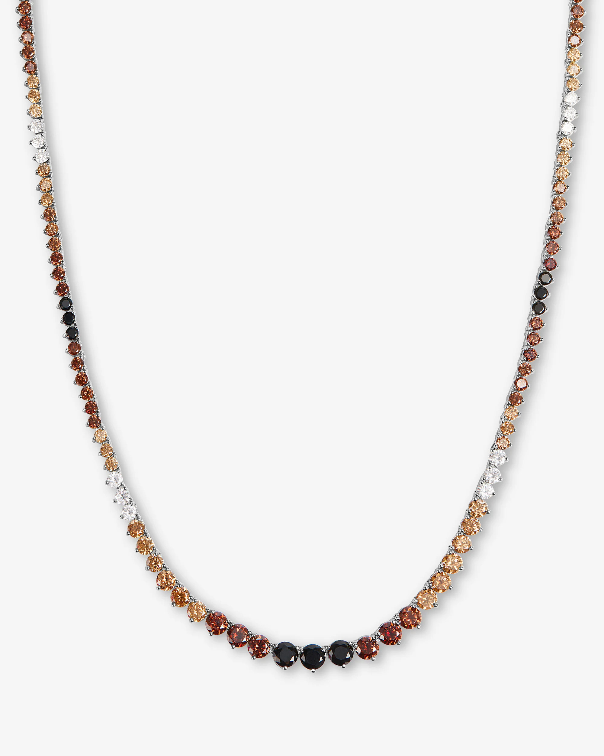 Not Your Basic Graduated Ombré Tennis Necklace 16" - Silver|Chocolate Ombré | Melinda Maria Jewelry