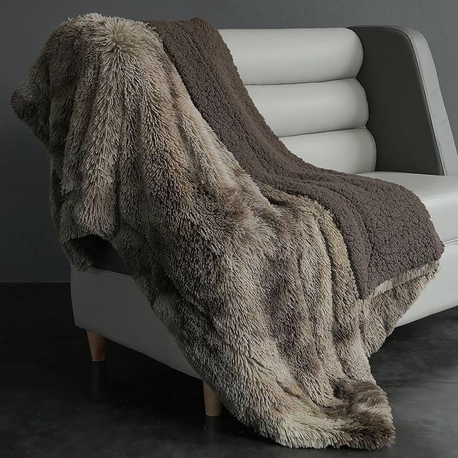 MAXICOZY Soft Throw Blanket for Couch & Bed, One Side Fuzzy Sherpa and Other Side Fluffy Faux Fur... | Amazon (US)