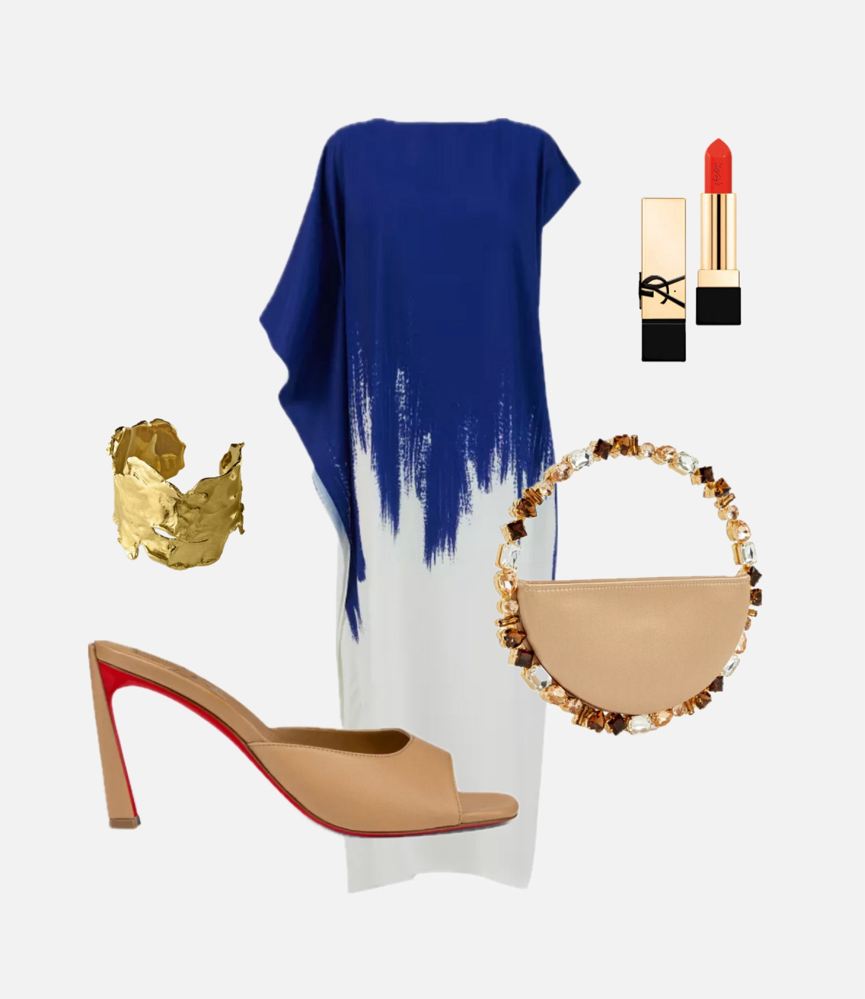 Dress ,nude mules, gold cuff, red lip, statement bag, high end, spend 
Races outfit Wedding outfit 

#LTKeurope #LTKwedding #LTKparties