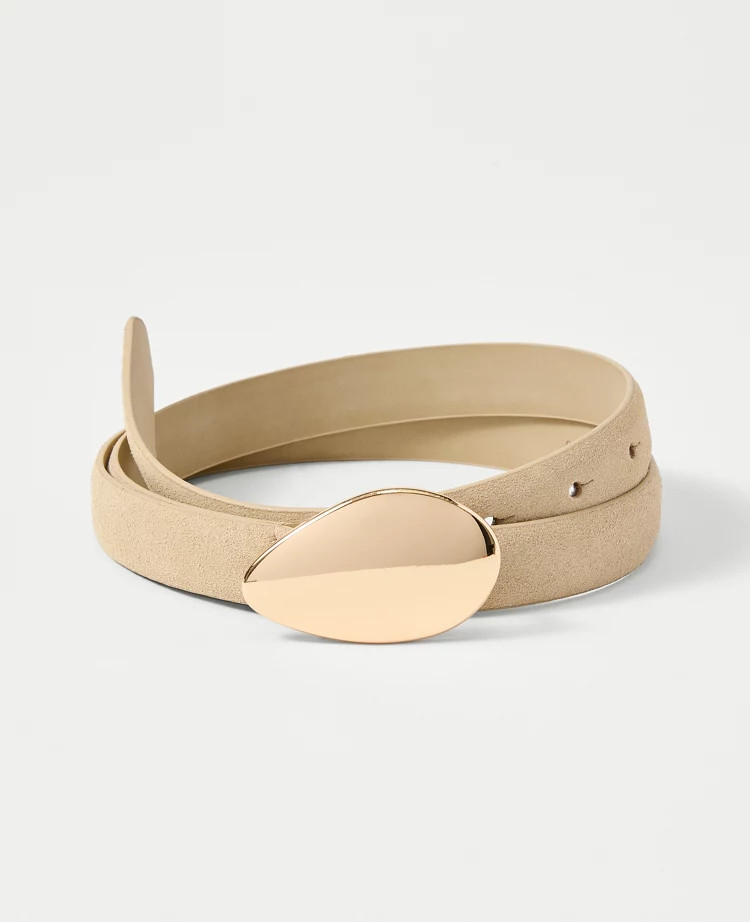 Suede Oval Buckle Belt | Ann Taylor