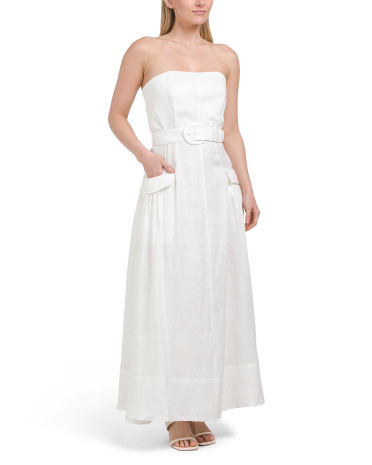 Linen Blend Lux Strapless Maxi Utility Dress | TJ Maxx