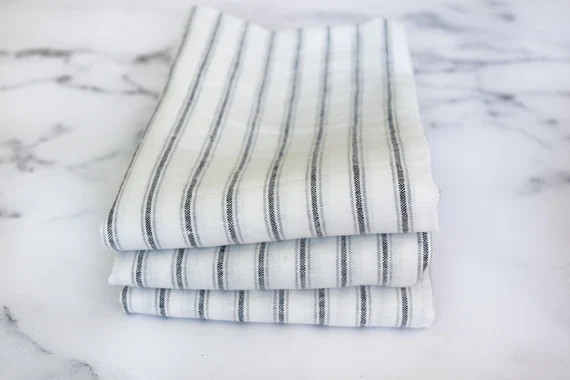 Tea Towels Set of Three 100% Linen Neutral Stripe | Etsy | Etsy (US)