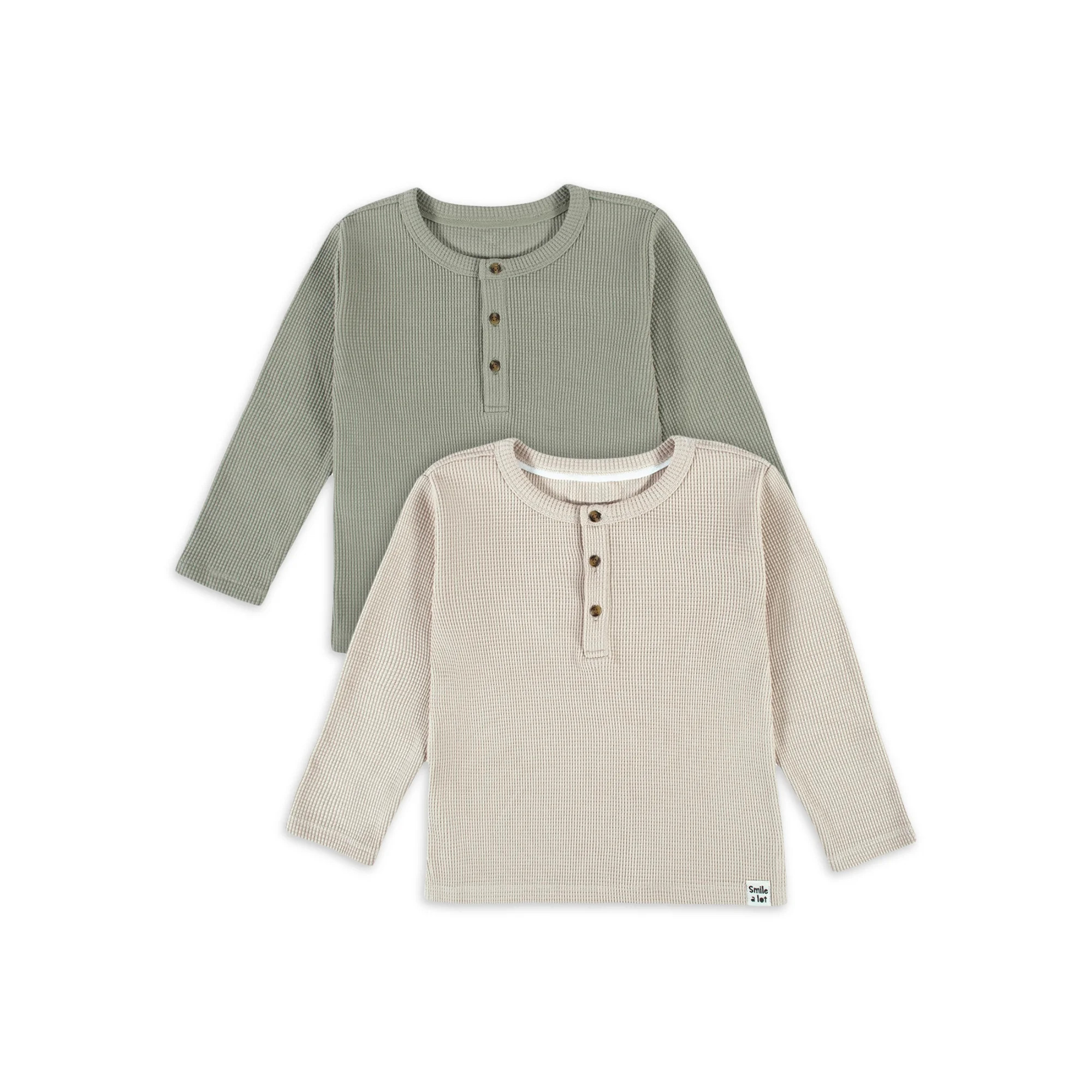 Modern Moments by Gerber Baby and Toddler Boy Long-Sleeve Casual Waffle Henley T-Shirts, 2-Pack, ... | Walmart (US)